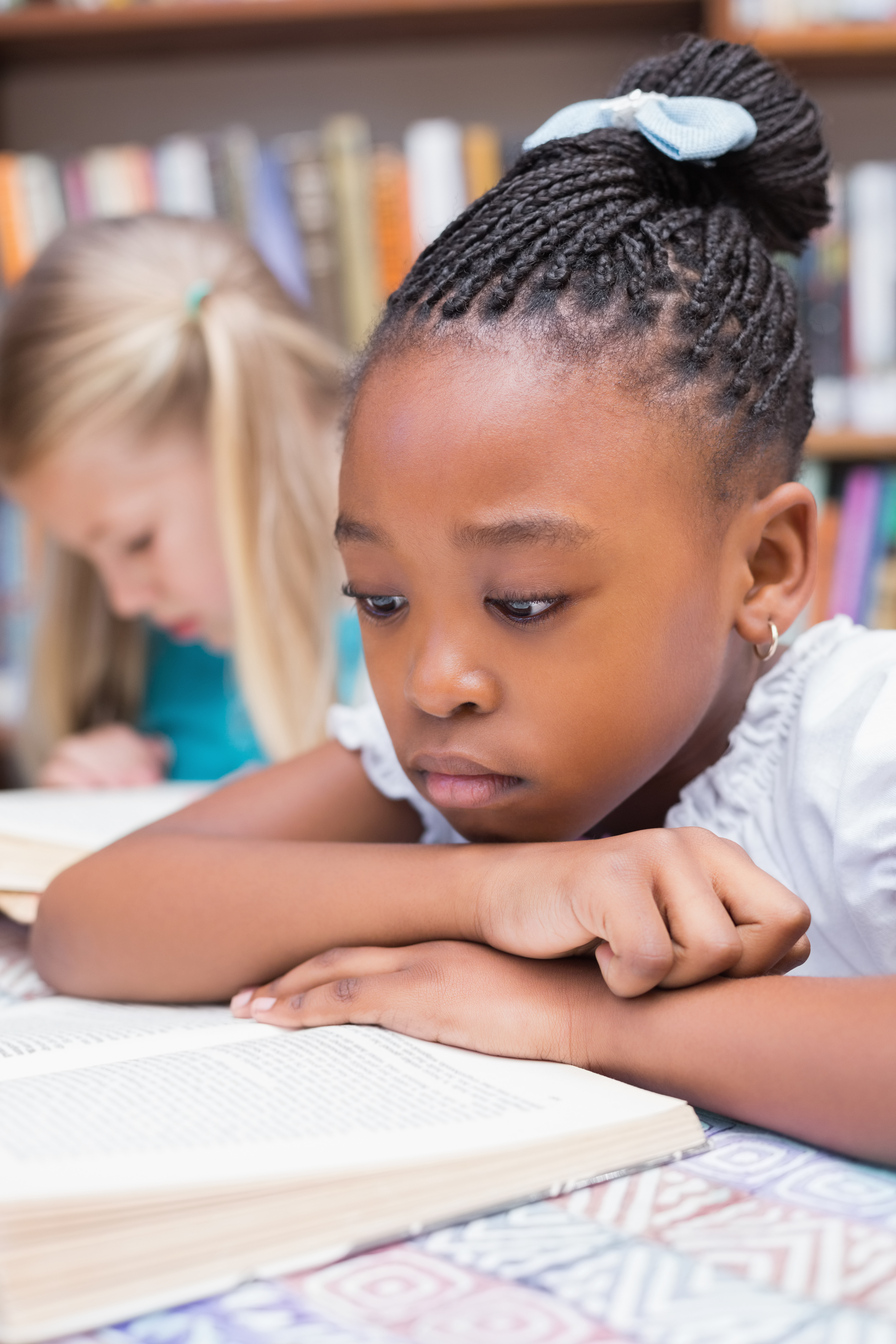 A girl reading a book